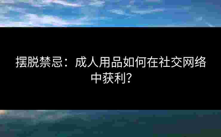 摆脱禁忌：成人用品如何在社交网络中获利？