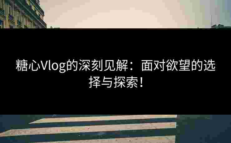糖心Vlog的深刻见解：面对欲望的选择与探索！