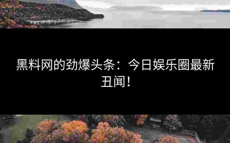 黑料网的劲爆头条：今日娱乐圈最新丑闻！