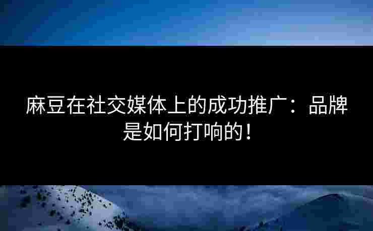 麻豆在社交媒体上的成功推广：品牌是如何打响的！
